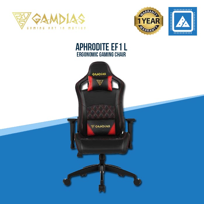 GAMDIAS Aphrodite EF1 L GAMING CHARI, HIGH BACK HEADREST AND LUMBAR W/ ERGONOMIC RACING SEAT (BLACK) GAMDIAS Aphrodite EF1 L GAMING CHARI, HIGH BACK HEADREST AND LUMBAR W/ ERGONOMIC RACING SEAT (BLACK)